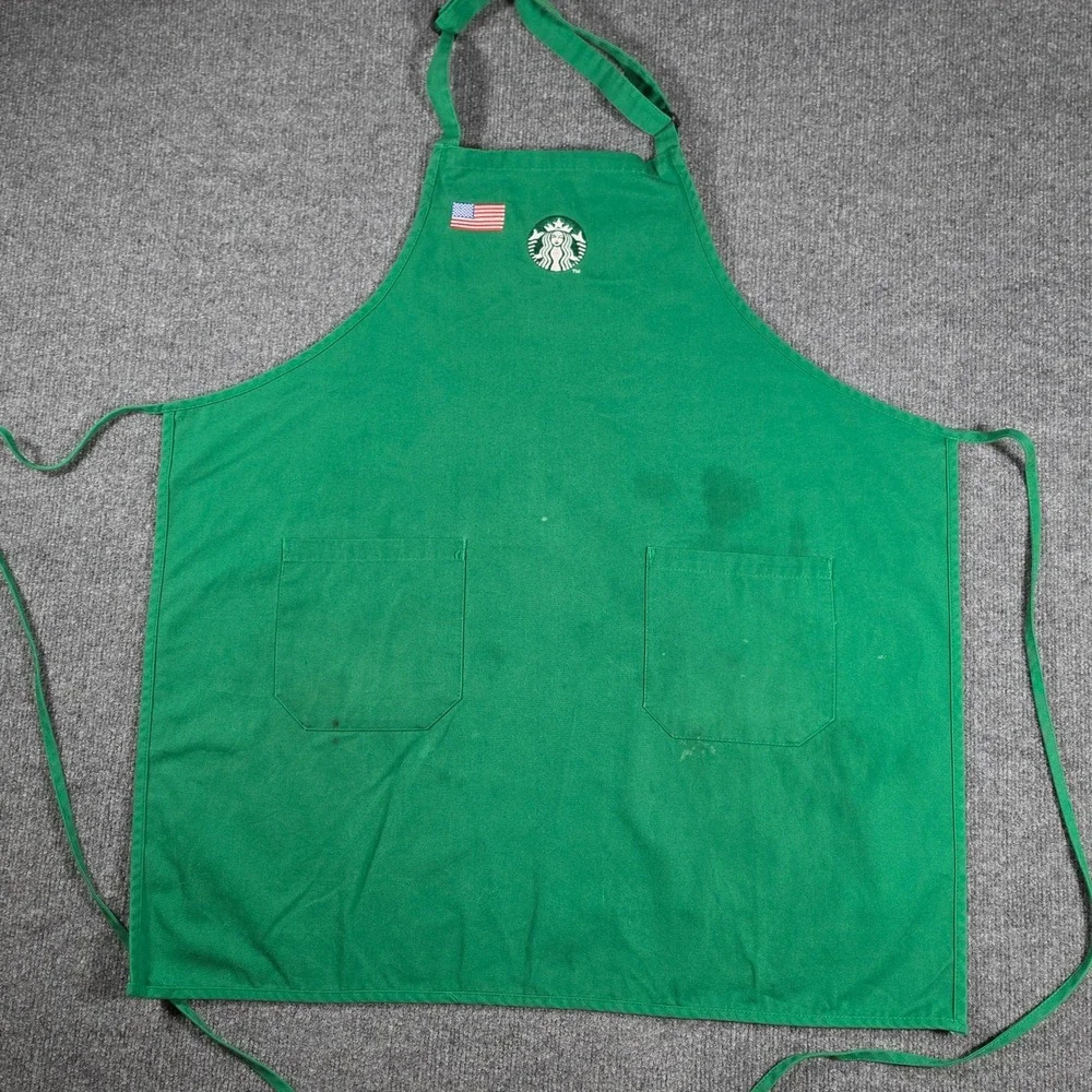 Starbucks Barista Apron Bundle Green American Flag & Holiday Red Siren Logo 2pk